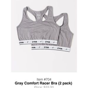 Gray Comfort Racer Bra 2 Pack